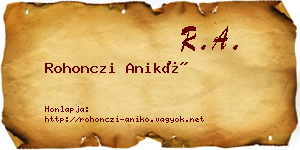 Rohonczi Anikó névjegykártya